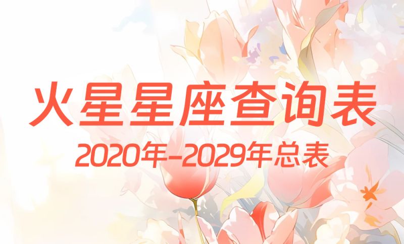 中国时间火星星座查询表（2020年-2029年）