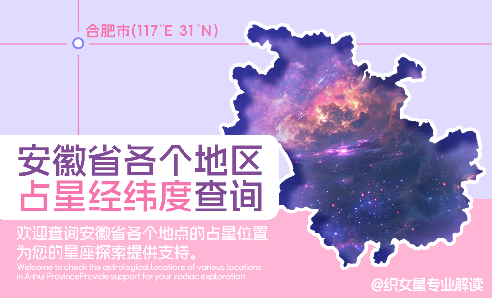 安徽省各个地区占星经纬度查询_安徽省城市地图经纬度信息