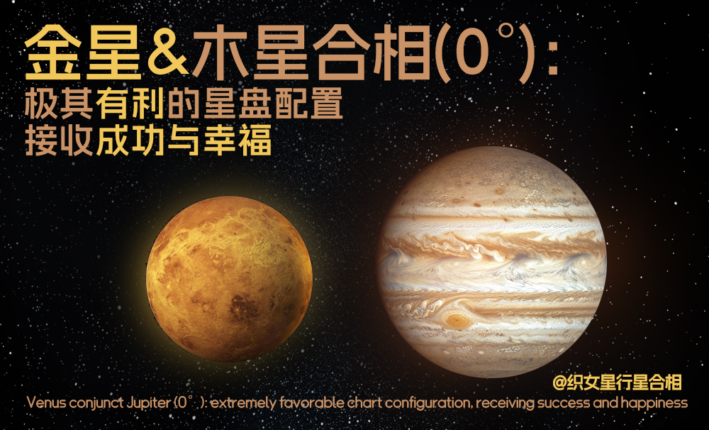 金星与木星合相(0°)：极其有利的星盘配置，接收成功与幸福