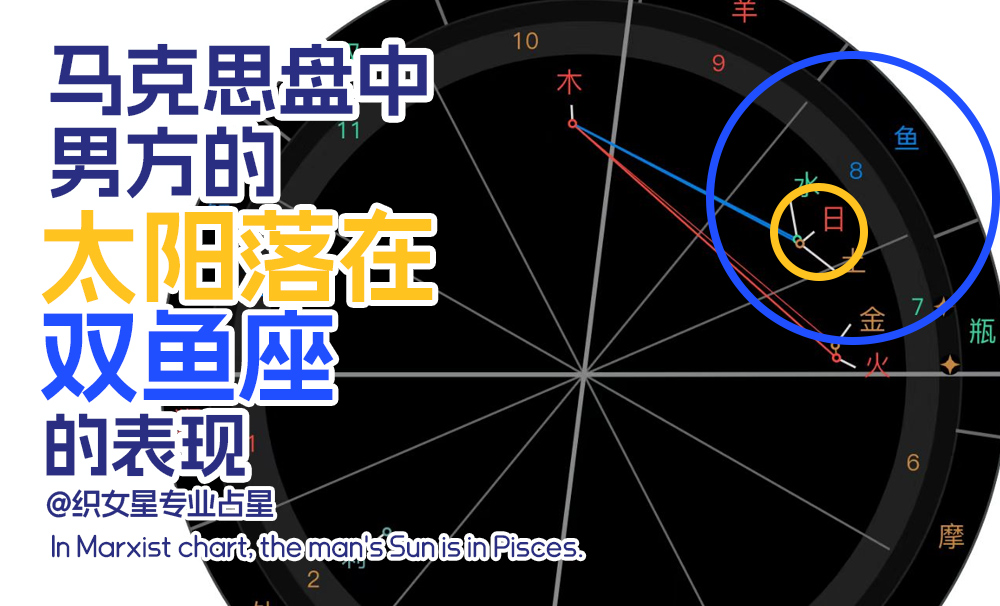 马克思盘中，男方的太阳落在双鱼座表现