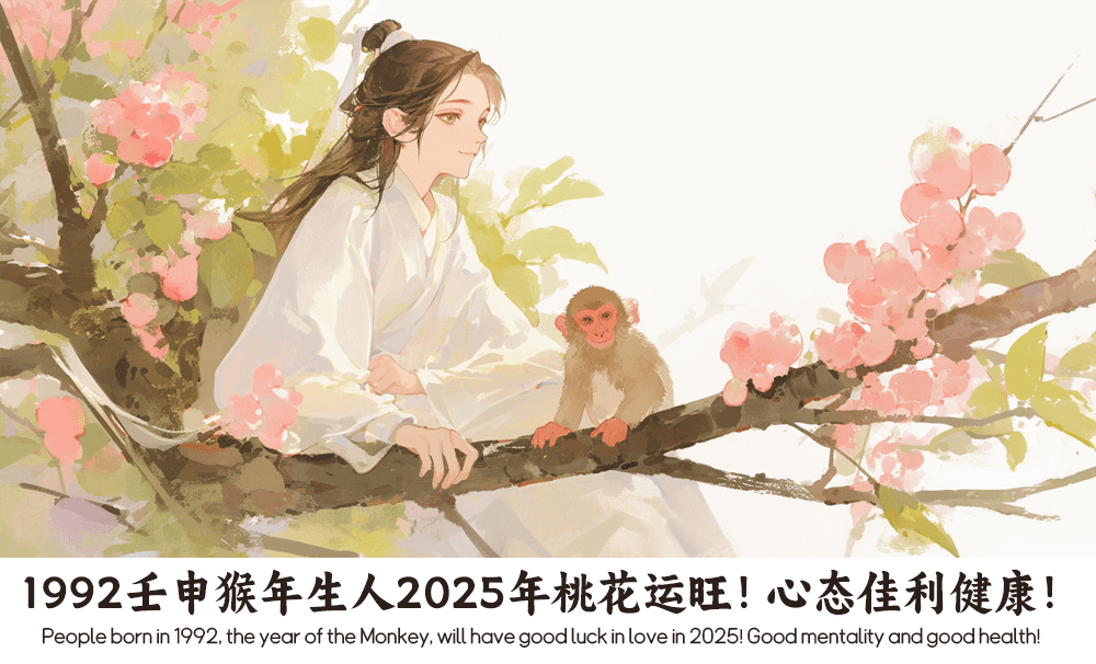 1992壬申猴年生人2025年桃花运旺！心态佳利健康！