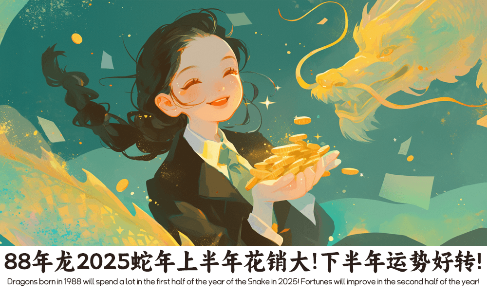 88年龙2025蛇年上半年花销大！下半年运势好转！