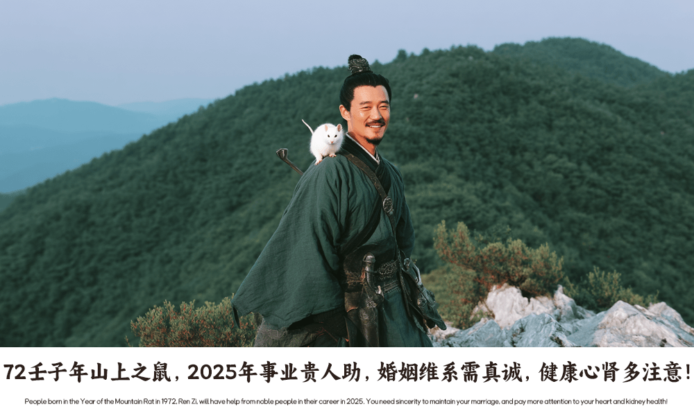 72壬子年山上之鼠，2025年事业贵人助，婚姻维系需真诚，健康心肾多注意！