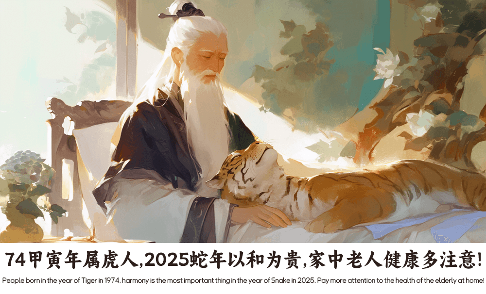 74甲寅年属虎人，2025蛇年以和为贵，家中老人健康多注意！