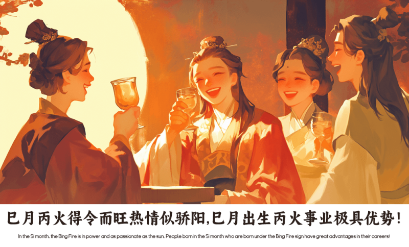 巳月丙火得令而旺热情似骄阳