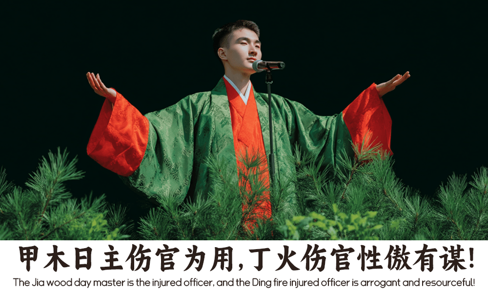 甲木日主伤官为用，丁火伤官性傲有谋！