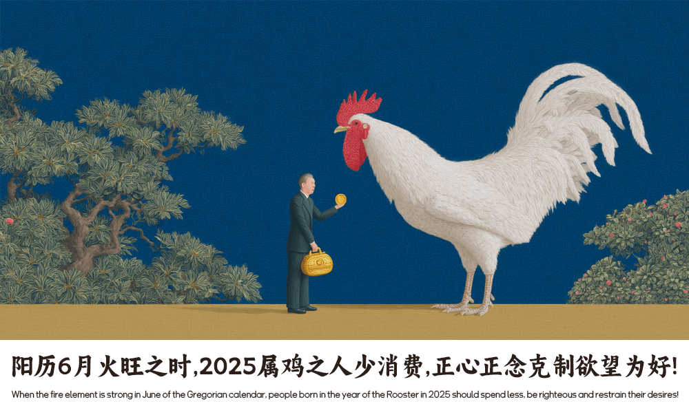 阳历6月火旺之时，2025属鸡之人少消费，正心正念克制欲望为好！
