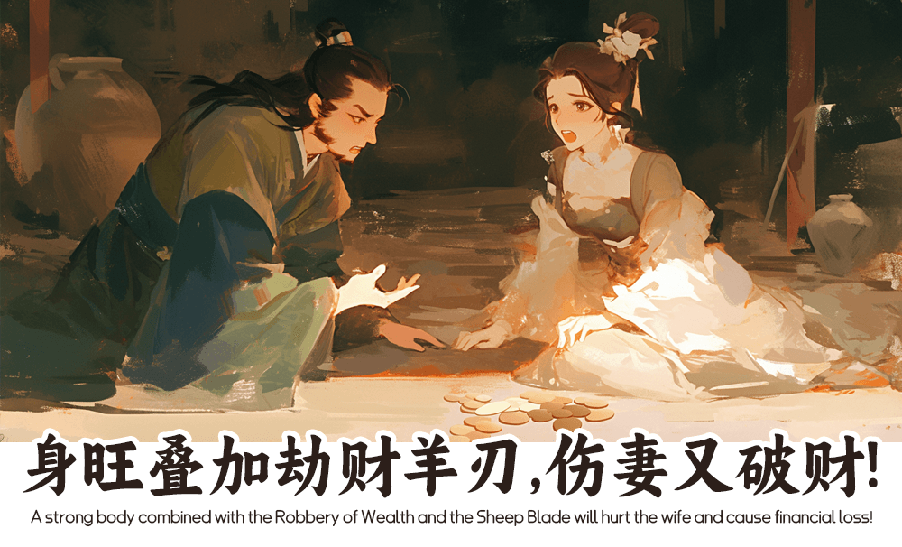 身旺叠加劫财羊刃，伤妻又破财！
