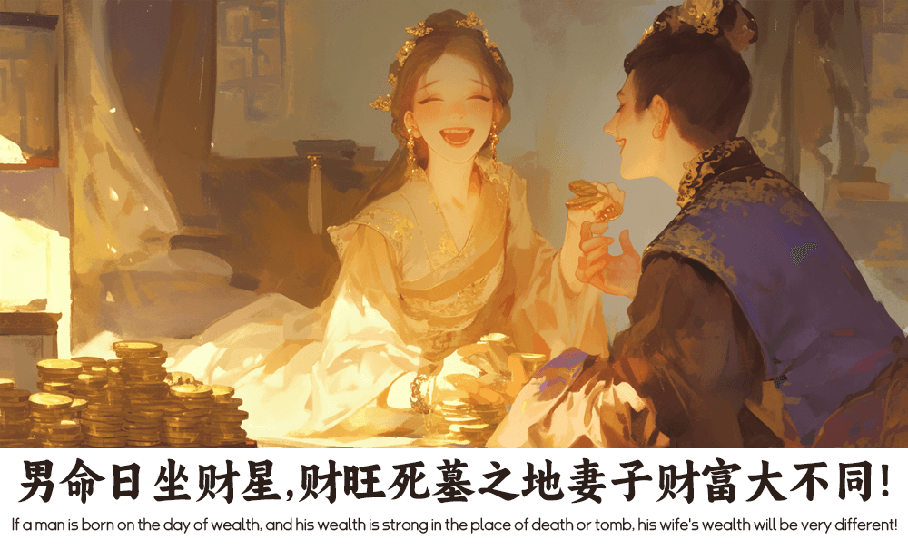 男命日坐财星，财旺死墓之地妻子财富大不同！