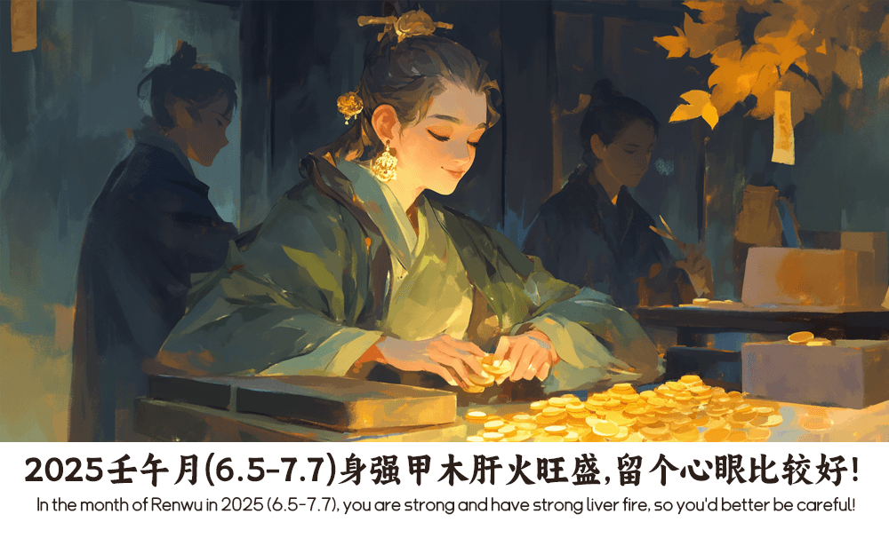 2025壬午月（6.5-7.7）身强甲木肝火旺盛，留个心眼比较好！