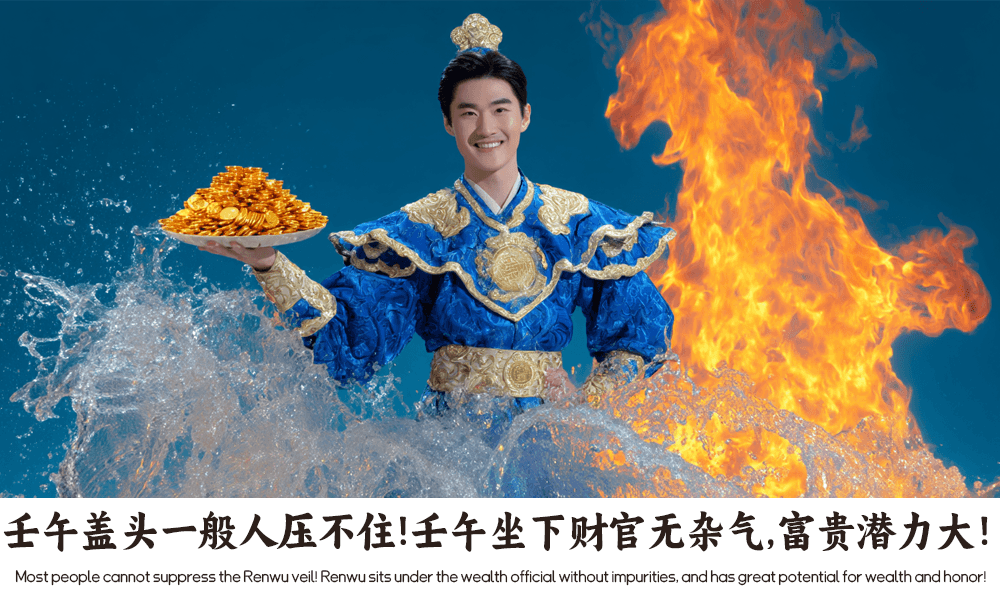 壬午盖头一般人压不住！壬午坐下财官无杂气，富贵潜力大！