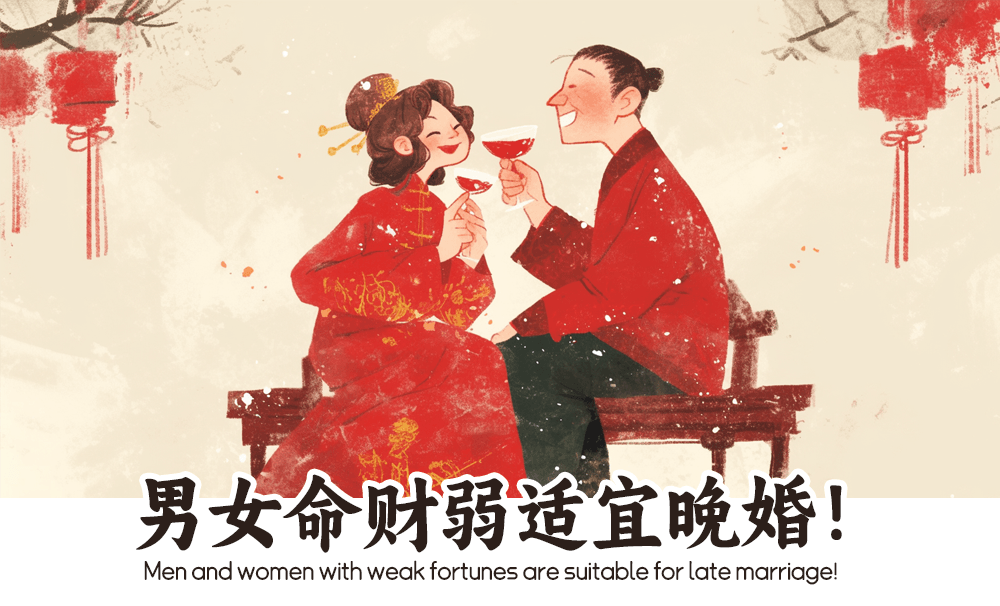 男女命财弱适宜晚婚！揭示晚婚的缘由！