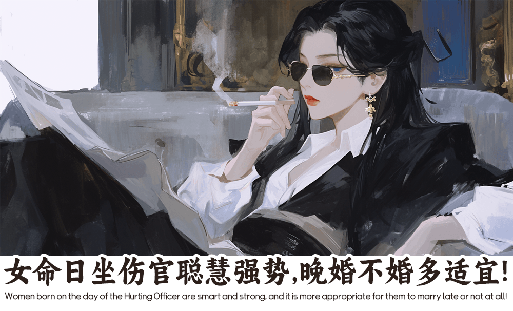 女命日坐伤官聪慧强势，晚婚不婚多适宜！