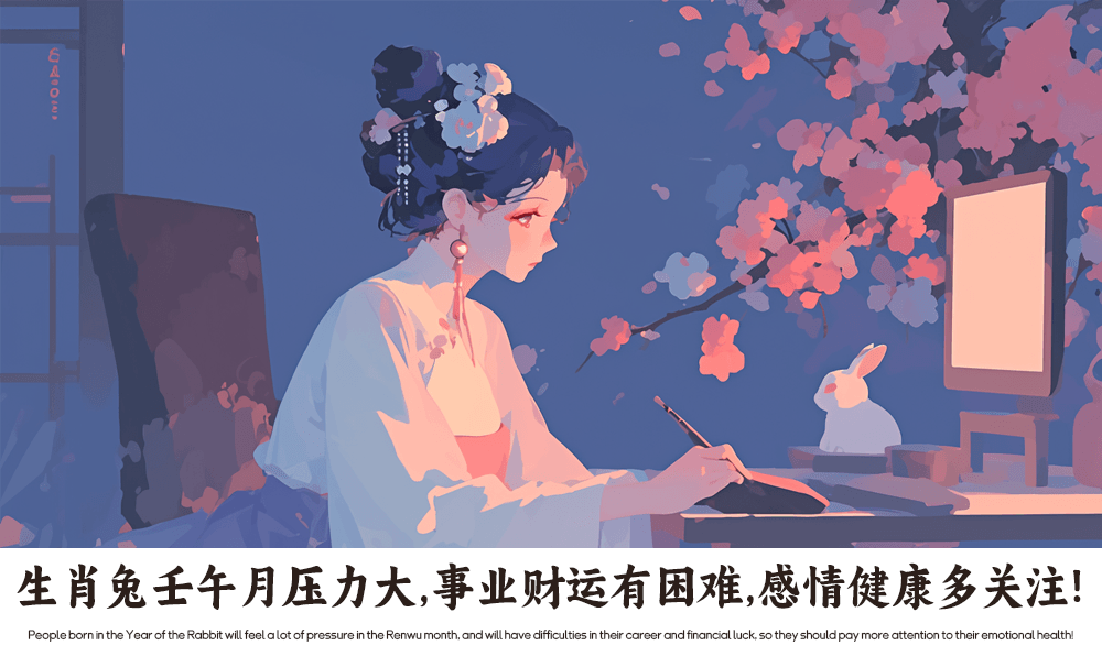 生肖兔壬午月压力大，事业财运有困难，感情健康多关注！