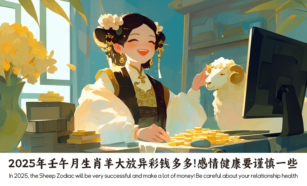 2025年壬午月生肖羊大放异彩钱多多！感情健康要谨慎一些