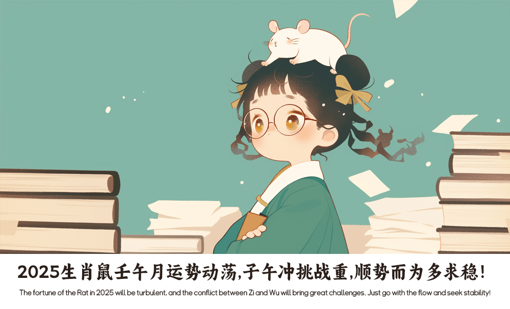 2025生肖鼠壬午月运势动荡，子午冲挑战重，顺势而为多求稳！