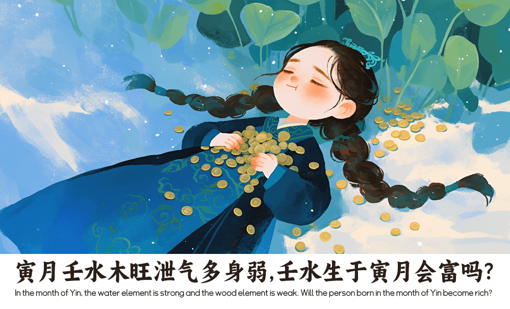 寅月壬水木旺泄气多身弱，壬水生于寅月会富吗？