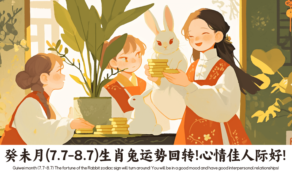 癸未月（7.7-8.7）生肖兔运势回转！心情佳人际好！