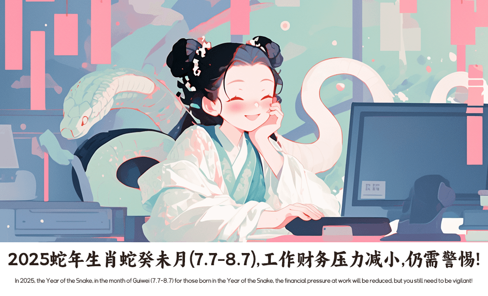 2025蛇年生肖蛇癸未月（7.7-8.7），工作财务压力减小，仍需警惕！