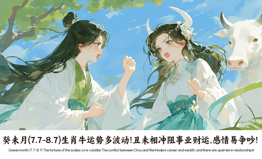 癸未月（7.7-8.7）生肖牛运势多波动！丑未相冲阻事业财运，感情易争吵！