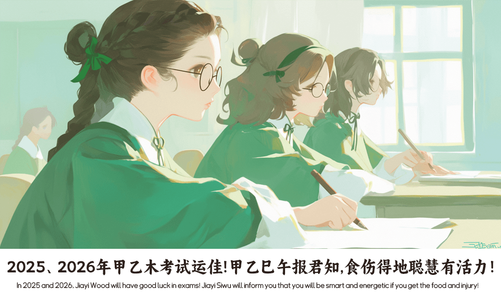 2025、2026年甲乙木考试运佳！甲乙巳午报君知，食伤得地聪慧有活力！