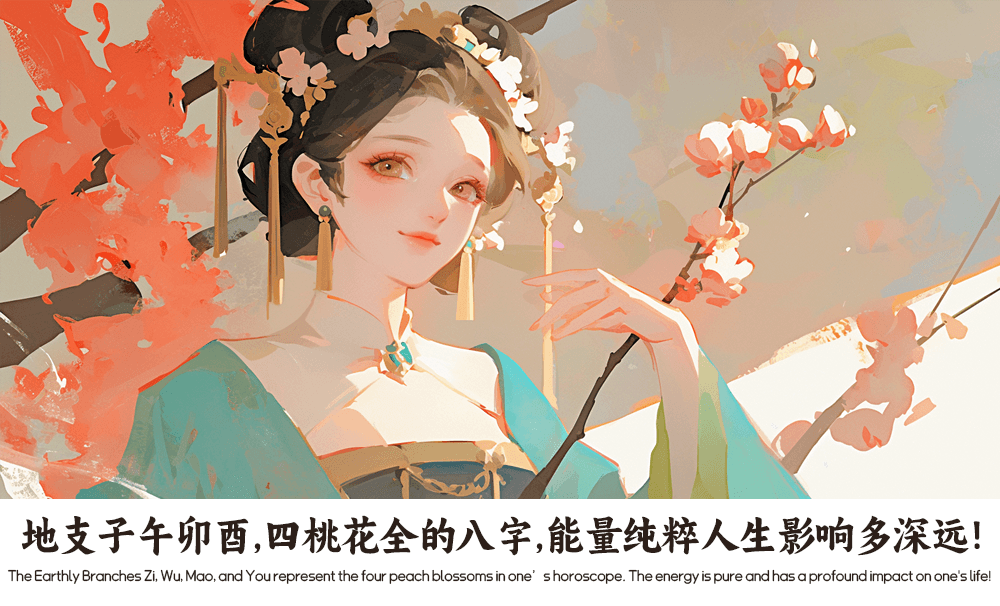 地支子午卯酉，四桃花全的八字，能量纯粹人生影响多深远！