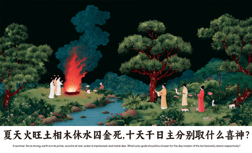 夏天火旺土相木休水囚金死，十天干日主分别取什么喜神？