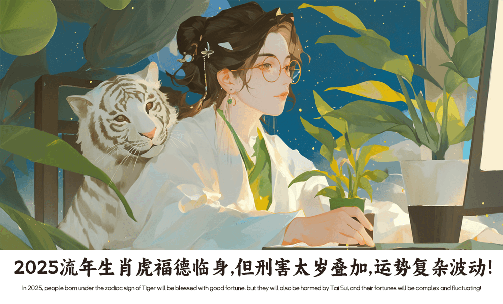 2025流年生肖虎福德临身，但刑害太岁叠加，运势复杂波动！