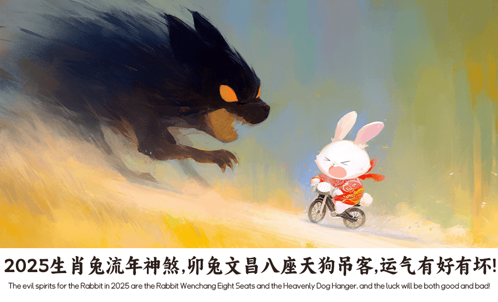 2025生肖兔流年神煞，卯兔文昌八座天狗吊客，运气有好有坏！