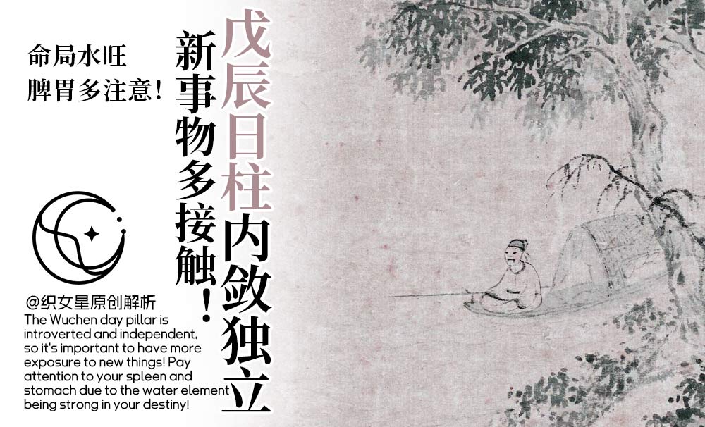 戊辰日柱内敛独立，新事物多接触！命局水旺脾胃多注意！