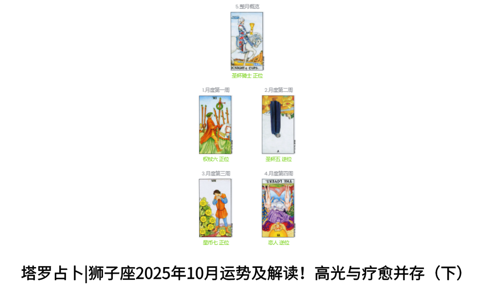 塔罗占卜|狮子座2025年10月运势及解读！高光与疗愈并存（下）