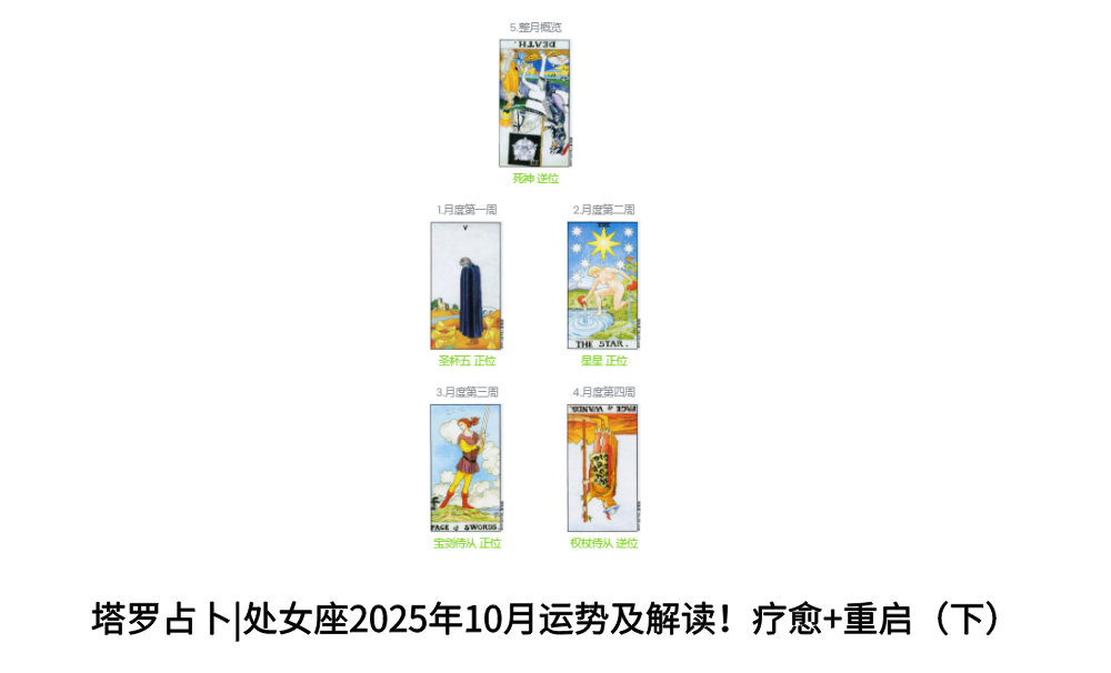塔罗占卜|处女座2025年10月运势及解读！疗愈+重启（下）