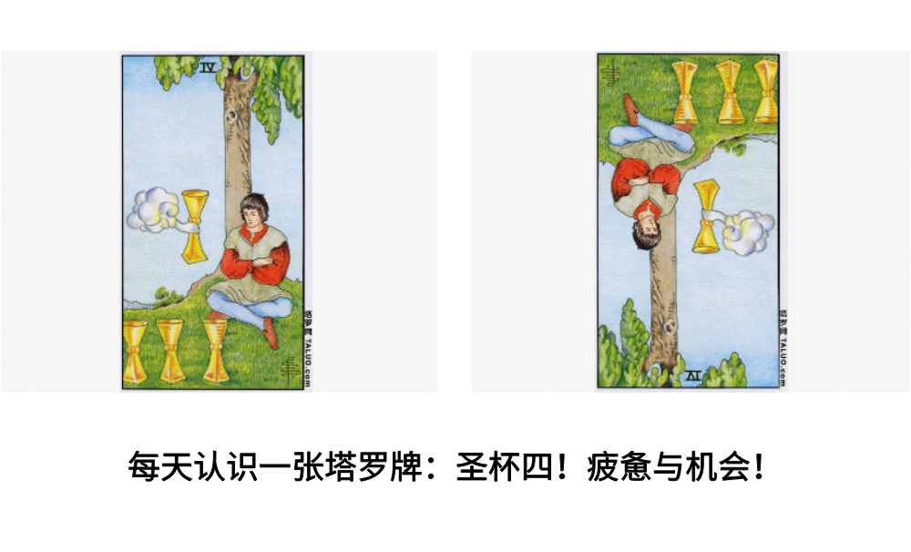 每天认识一张塔罗牌：圣杯四！疲惫与机会！