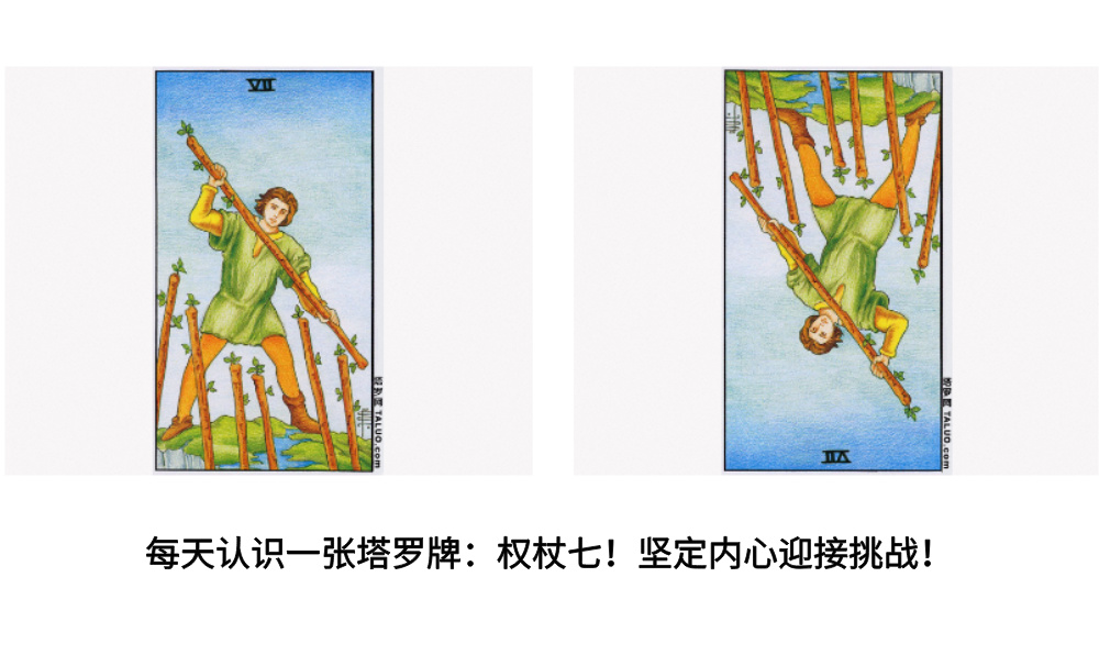 每天认识一张塔罗牌：权杖七！坚定内心迎接挑战！