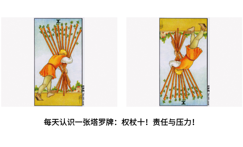 每天认识一张塔罗牌：权杖十！责任与压力！