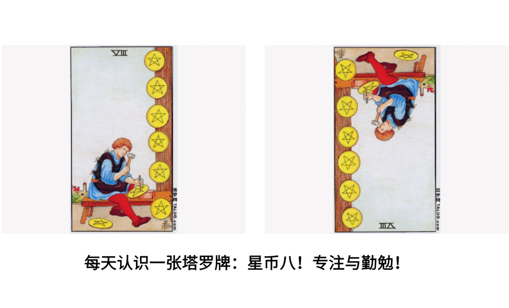 每天认识一张塔罗牌：星币八！专注与勤勉！