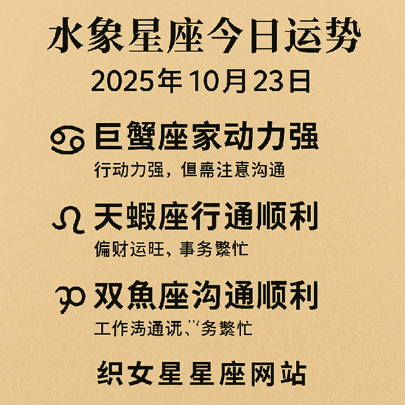 【水象星座运势】2025年10月23日