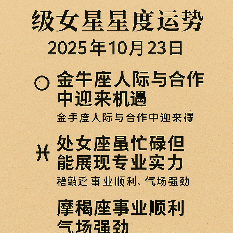 【织女星星座网土象星座运势】2025年10月23日