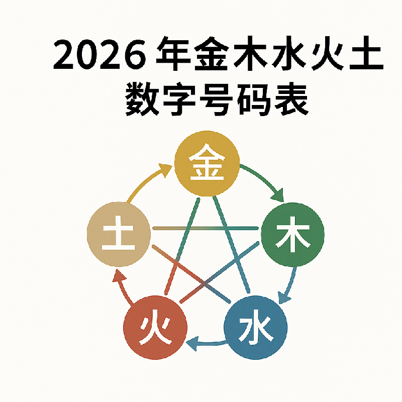 2026年金木水火土数字号码表