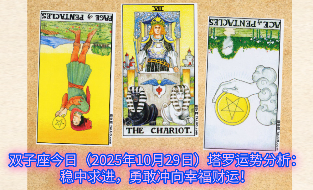 双子座今日(2025年10月29日)塔罗运势分析:稳中求进,勇敢冲向幸福财运!