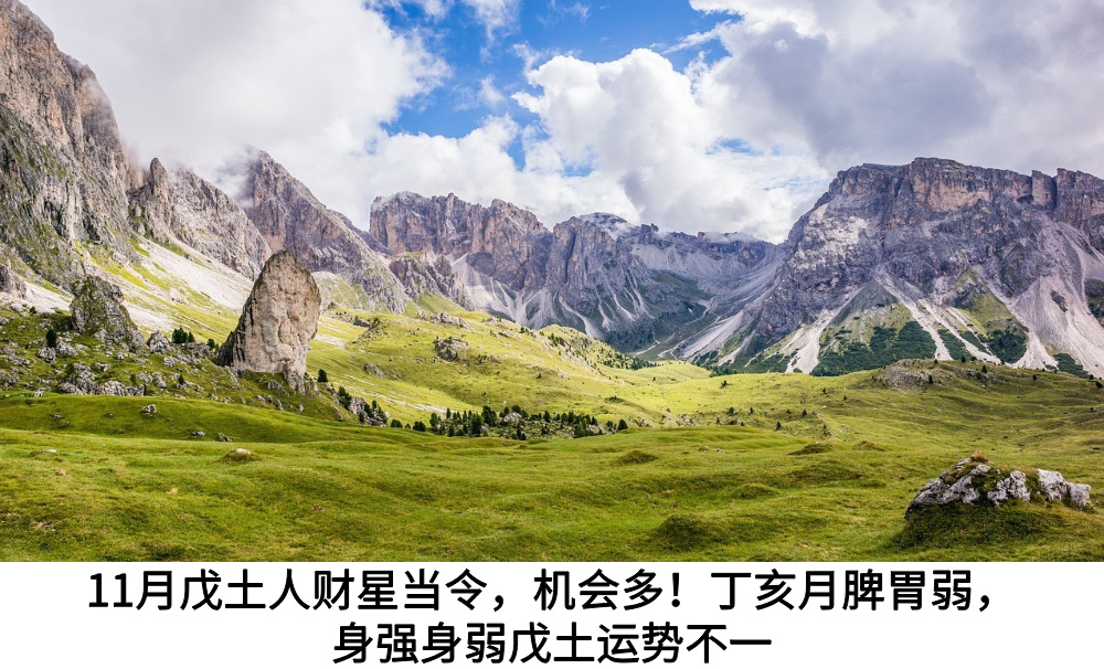 11月戊土人财星当令,机会多!丁亥月脾胃弱,身强身弱戊土运势不一