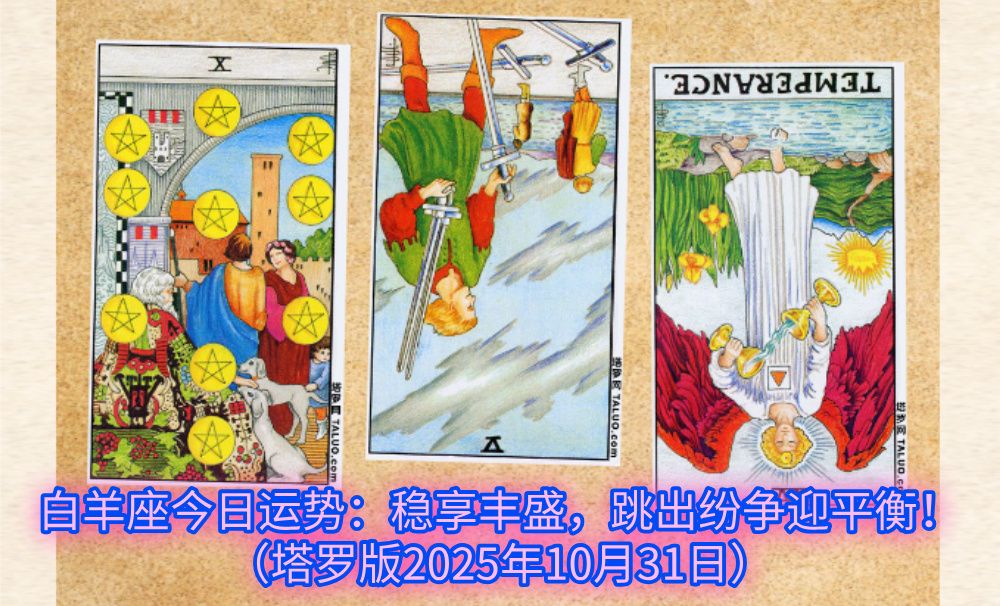 白羊座今日运势:稳享丰盛,跳出纷争迎平衡!(塔罗版2025年10月31日)