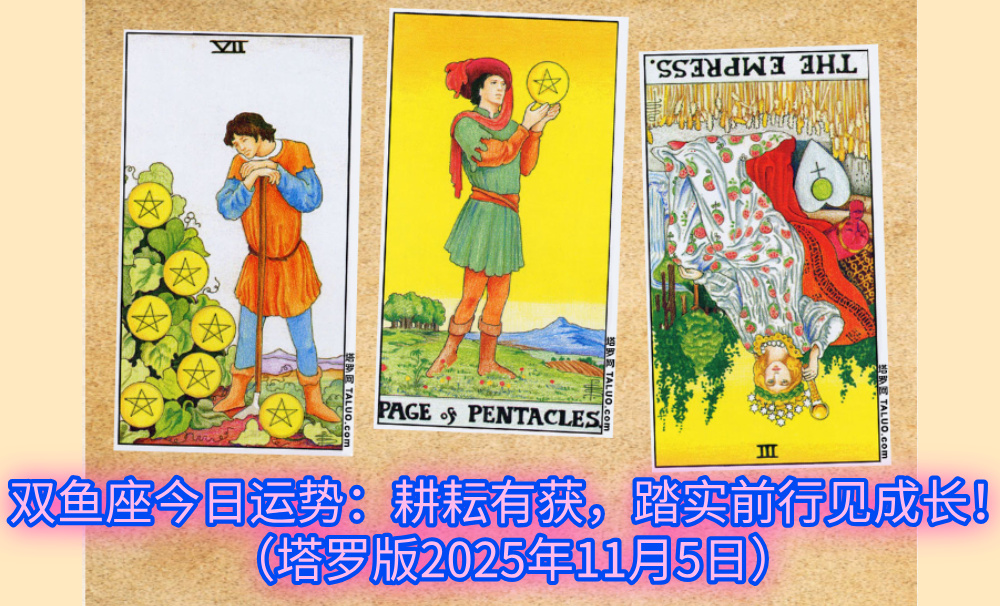 双鱼座今日运势：耕耘有获，踏实前行见成长！（塔罗版2025年11月5日）