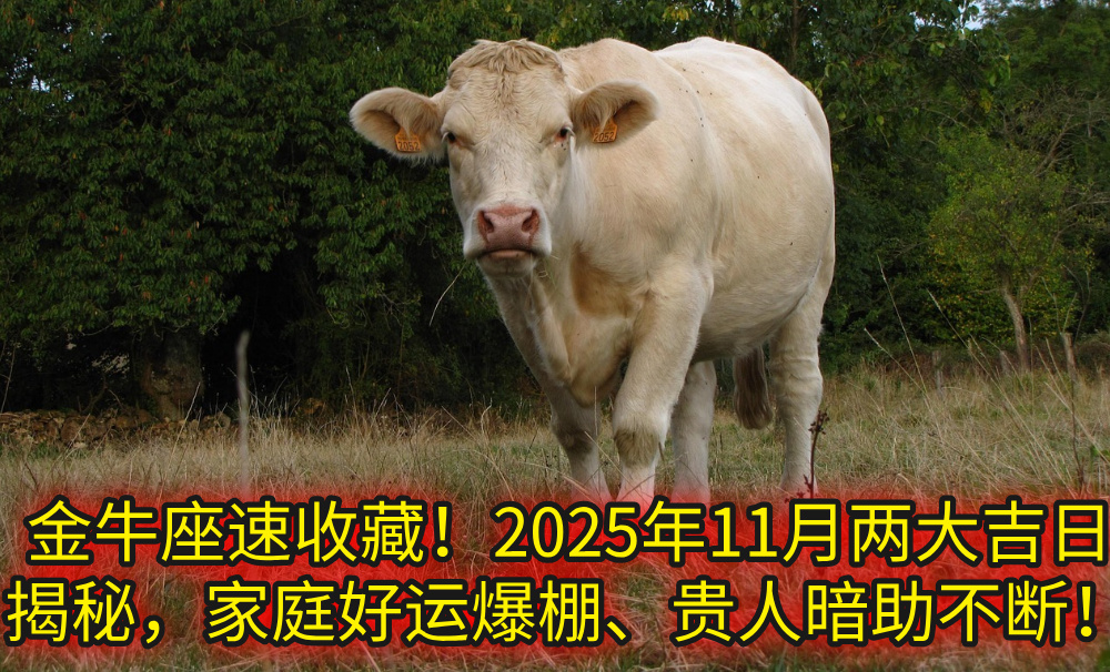 金牛座速收藏！2025年11月两大吉日揭秘，家庭好运爆棚、贵人暗助不断！