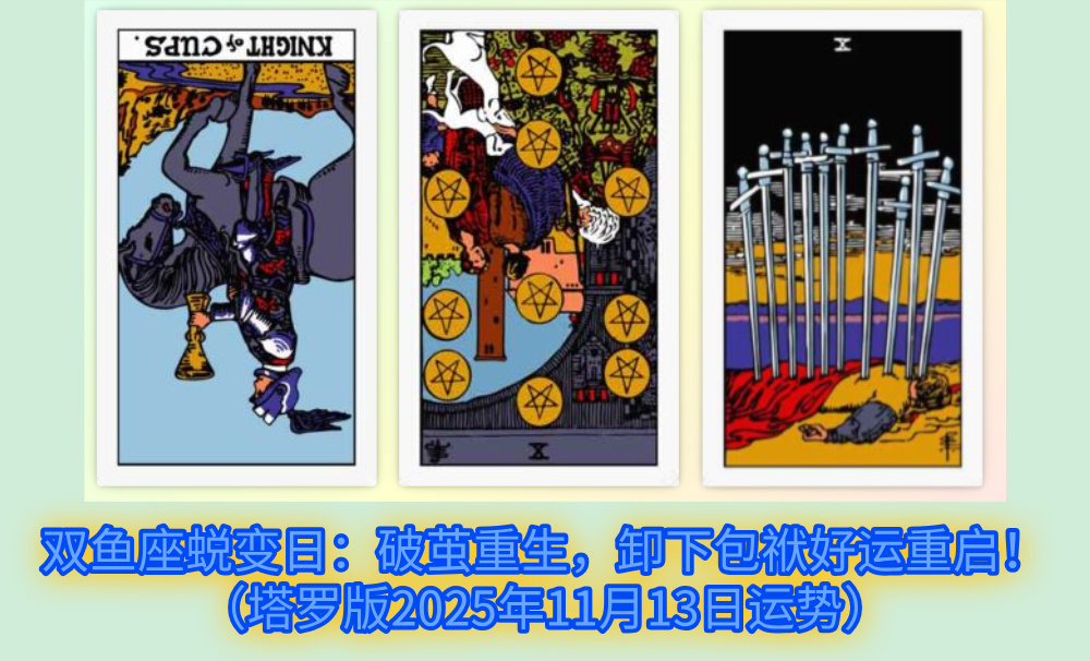 双鱼座蜕变日：破茧重生，卸下包袱好运重启！（塔罗版2025年11月13日运势）