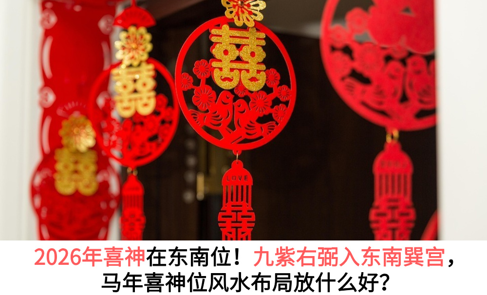 2026年喜神在东南位！九紫右弼入东南巽宫，马年喜神位风水布局放什么好？
