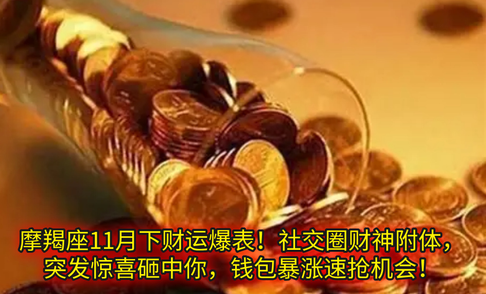摩羯座11月下财运爆表!社交圈财神附体,突发惊喜砸中你,钱包暴涨速抢机会!