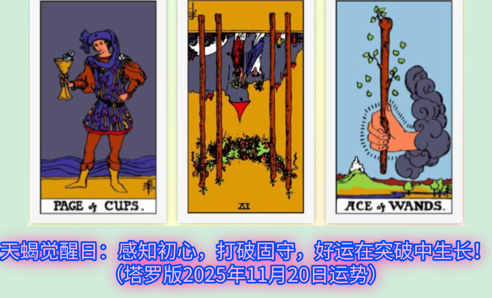 天蝎觉醒日：感知初心，打破固守，好运在突破中生长！（塔罗版2025年11月20日运势）