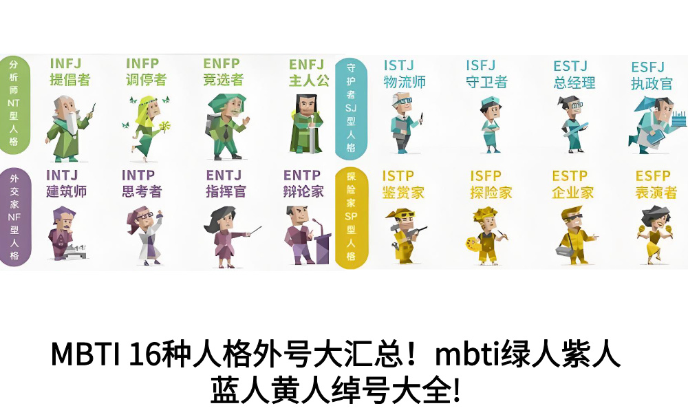 MBTI16种人格外号大汇总!mbti绿人紫人蓝人黄人绰号大全!
