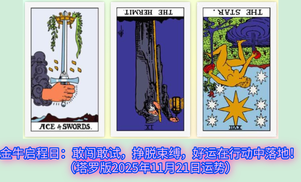 金牛启程日：敢闯敢试，挣脱束缚，好运在行动中落地！（塔罗版2025年11月21日运势）